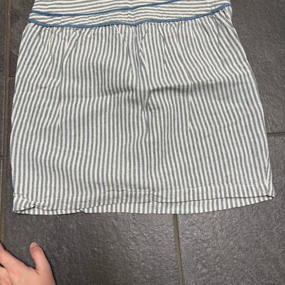 Anthropologie Hype Blue White Stripe Mini Skirt Linen Blend Nautical SZ 6 Spring - Picture 4 of 10